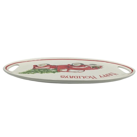 Mud Pie Platter Happy Holidays Red Truck With Christmas Tree Platter - Picture 5 of 11